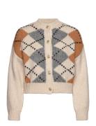 Rhombus Cardigan With Buttons Tops Knitwear Cardigans Cream Mango