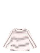 Striped Cotton T-Shirt Tops T-shirts Long-sleeved T-Skjorte White Mang...