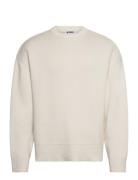 Cotton Sweater Tops Knitwear Round Necks Cream Weekday