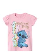 Nmffolly Stitch Ss Top Noos Wdi Tops T-Kortærmet Skjorte Pink Name It