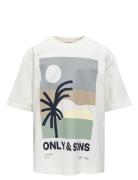 Osjartsy Life Ss Ovs Printed Tee Jrs Tops T-Kortærmet Skjorte White ON...