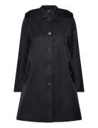 Hooded Cotton-Blend Balmacaan Coat Tynd Frakke Black Lauren Ralph Laur...