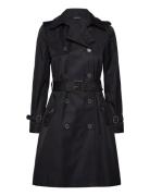 Double-Breasted Cotton-Blend Trench Coat Trenchcoat Frakke Navy Lauren...