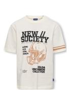 Osjsociety Life S/S Rlx Printed Tee Jrs Tops T-Kortærmet Skjorte White...