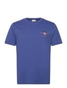 Reg Archive Shield Emb Ss T-Shirt Tops T-Kortærmet Skjorte Blue GANT