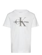 Ck Monogram Ss T-Shirt Tops T-Kortærmet Skjorte White Calvin Klein