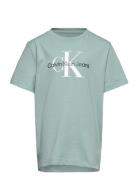 Ck Monogram Ss T-Shirt Tops T-Kortærmet Skjorte Green Calvin Klein