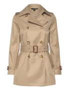 Double-Breasted Cotton-Blend Trench Coat Trenchcoat Frakke Beige Laure...