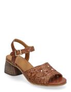 Sandals - Block Heels Sandal Med Hæl Brown ANGULUS