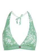 Halter Rp Print Swimwear Bikinis Bikini Tops Triangle Bikinitops Green...