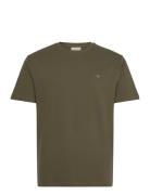 Texture Ss T-Shirt Tops T-Kortærmet Skjorte Khaki Green GANT