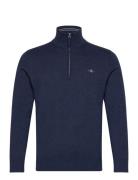 Classic Cotton Half Zip Tops Knitwear Half Zip Jumpers Navy GANT