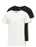 Kognew Only Life S/S Tee Jrs 2-Pack Tops T-Kortærmet Skjorte White Kid...