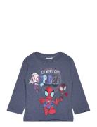 Tshirt Tops T-shirts Long-sleeved T-Skjorte Blue Spider-man