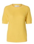 Slfelinna New Ss Knit Top Noos Tops Knitwear Jumpers Yellow Selected F...