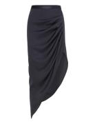 Tilda Silk Skirt Knælang Nederdel Navy Ahlvar Gallery