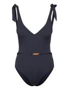 Sally V-Neck Swimsuit Badedragt Badetøj Navy Malina