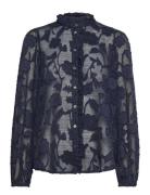 Shirt From Freequent In A Transparent Material With Stripes And A Flor...