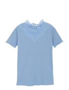 T-Shirt Ss Tops T-Kortærmet Skjorte Blue Creamie