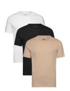 Tshirtrn 3P Classic Tops T-Kortærmet Skjorte Beige BOSS