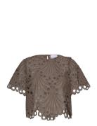 Kezzie Blouse Tops Blouses Short-sleeved Brown Noella