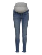 Mlmendez Slim Frayed 7/8 Jeans Bottoms Jeans Slim Blue Mamalicious