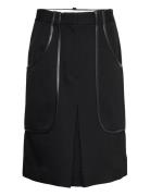 Patch Pocket Midi Skirt Knælang Nederdel Black Victoria Beckham