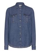 Regular Western Shirt Tops Shirts Denim Shirts Blue Lee Jeans