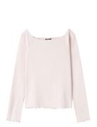 Nlfrille Ls Solid Boatneck Top Tops T-shirts Long-sleeved T-Skjorte Pi...