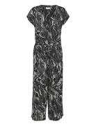 Kamira Plain Weave Jumpsuit Printed Bottoms Jumpsuits Black Kaffe