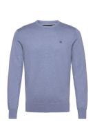 Cotton Silk Crew Tops Knitwear Round Necks Blue Hackett London