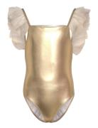 Swimming Costume Badedragt Badetøj Gold Billieblush