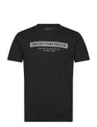 Printed T-Shirt Tops T-Kortærmet Skjorte Black Tom Tailor