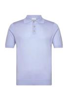 Man Fine Knit Pique Designers Knitwear Short Sleeve Knitted Polos Blue...