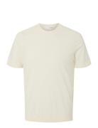 Slhtray Ss Knit Merino Crew Neck Tops T-Kortærmet Skjorte Cream Select...