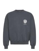 Monogram Printed Crewneck Tops Sweatshirts & Hoodies Sweatshirts Black...