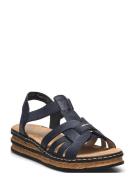 62918-14 Shoes Summer Shoes Platform Sandals Navy Rieker