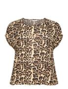 Kcami Stanley Printed Tops Blouses Short-sleeved Beige Kaffe Curve