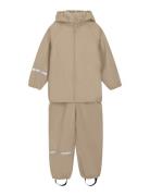 Basic Rainwear Set -Pu Outerwear Rainwear Rainwear Sets Beige CeLaVi