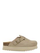 Sl Justine Suede Dark Beige Flade Sandaler Beige Scholl