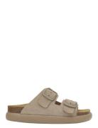 Sl Noelle Chunky Suede Dark Beige Flade Sandaler Beige Scholl