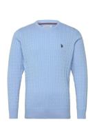 Mads Reg Cot Uspa M Knit Tops Knitwear Round Necks Blue U.S. Polo Assn...