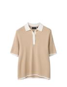 Full Milano Short Sleeve Knitted Polo Tops T-shirts & Tops Polos Beige...