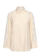 Ember Lace Detail Linen Shirt Designers Shirts Long-sleeved Beige Mali...