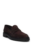 Aaron Penny Loafer - Brown Suede Loafers Flade Sko Brown Garment Proje...