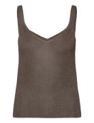 Lurex Knitted Top Tops T-shirts & Tops Sleeveless Brown Mango