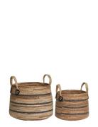 Rani - Baskets, Banana Leaf, Natural, Set Of 2 Home Storage Storage Ba...
