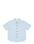 Seersucker Ss Shirt Tops Shirts Short-sleeved Shirts Blue Copenhagen C...