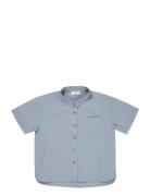 Poplin Ss Shirt Tops Shirts Short-sleeved Shirts Blue Copenhagen Color...