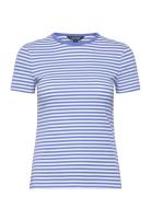 Striped Stretch Cotton Crewneck Tee Tops T-shirts & Tops Short-sleeved...